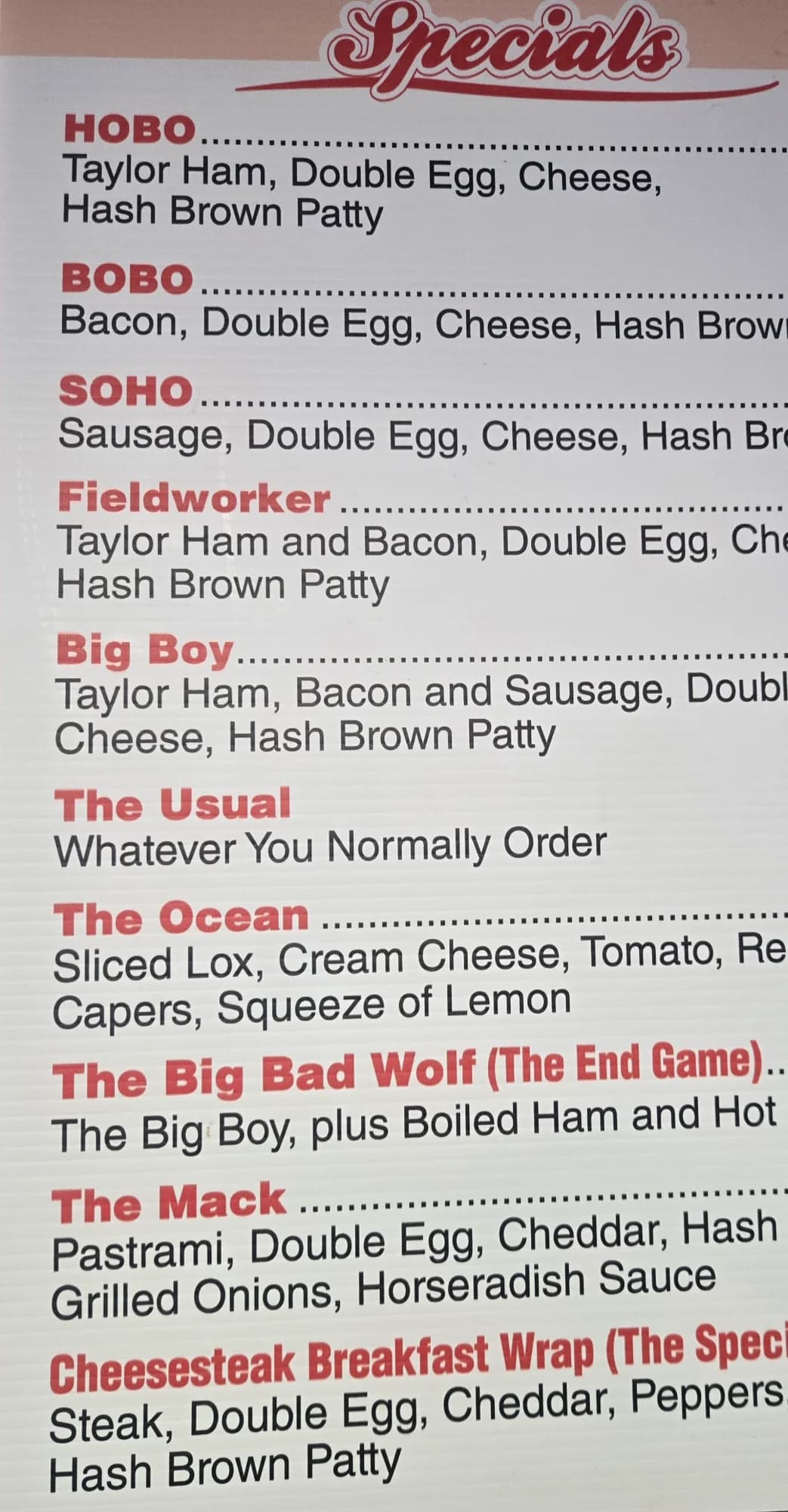 Breakfast Sandwich Specials